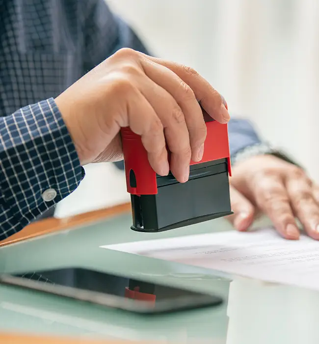 stamping the visa application form